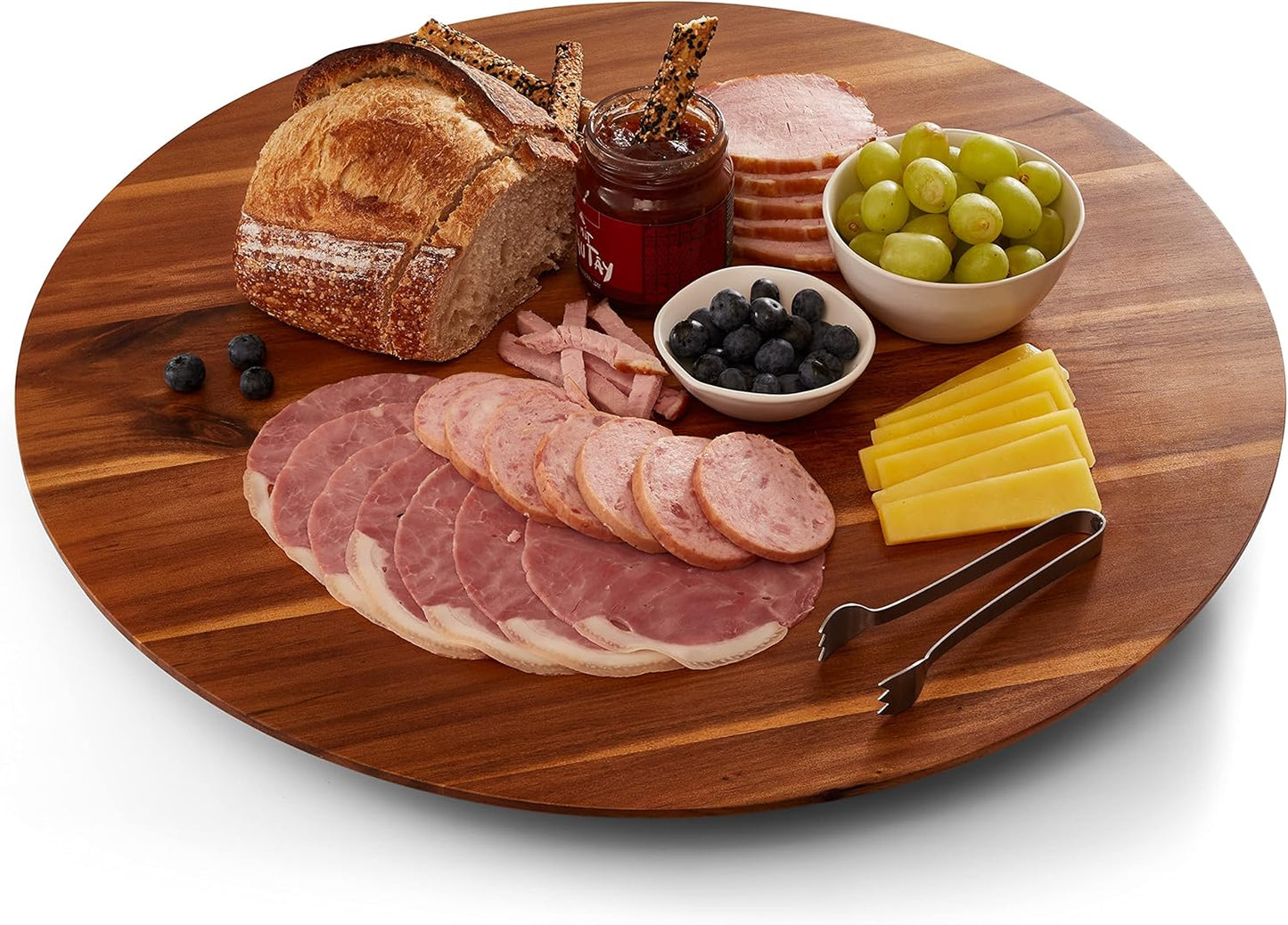 TIDITA 21" Acacia Wood Lazy Susan for Table Top - Wooden Turntable Serving Tray for Charcuterie Boards Cheese Board - Extra Large Round Lazy Susan Organizer - Kitchen Revolution for Countertop