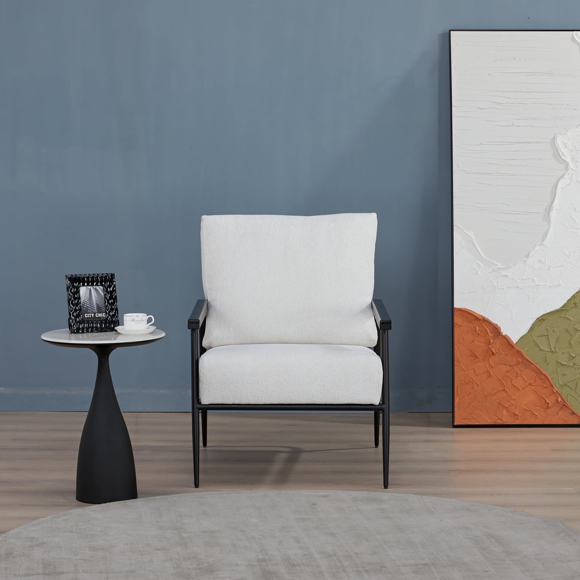 A&D Home Parker Polyester Sherpa Accent Chair, Ivory