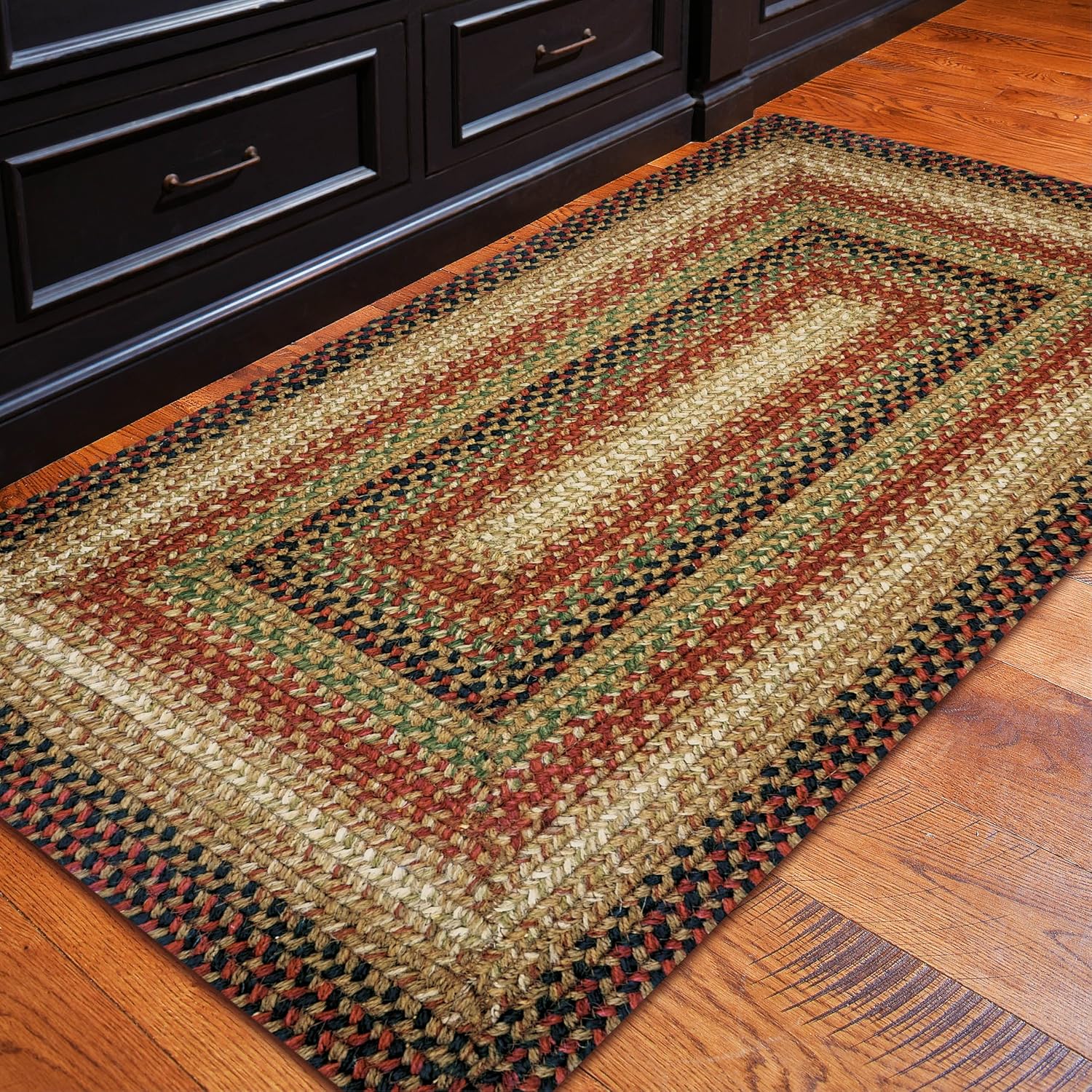 Gingerbread Brown Jute Braided Rug, 20x30 Rectangle - Perfect Country Decor for Kitchen, Entryway, Everywhere
