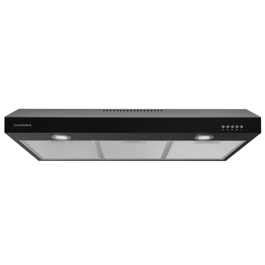 CIARRA Black Range Hood 30 inch Under Cabinet with Ductless Ducted Convertible Slim Kitchen Hood CAB90575