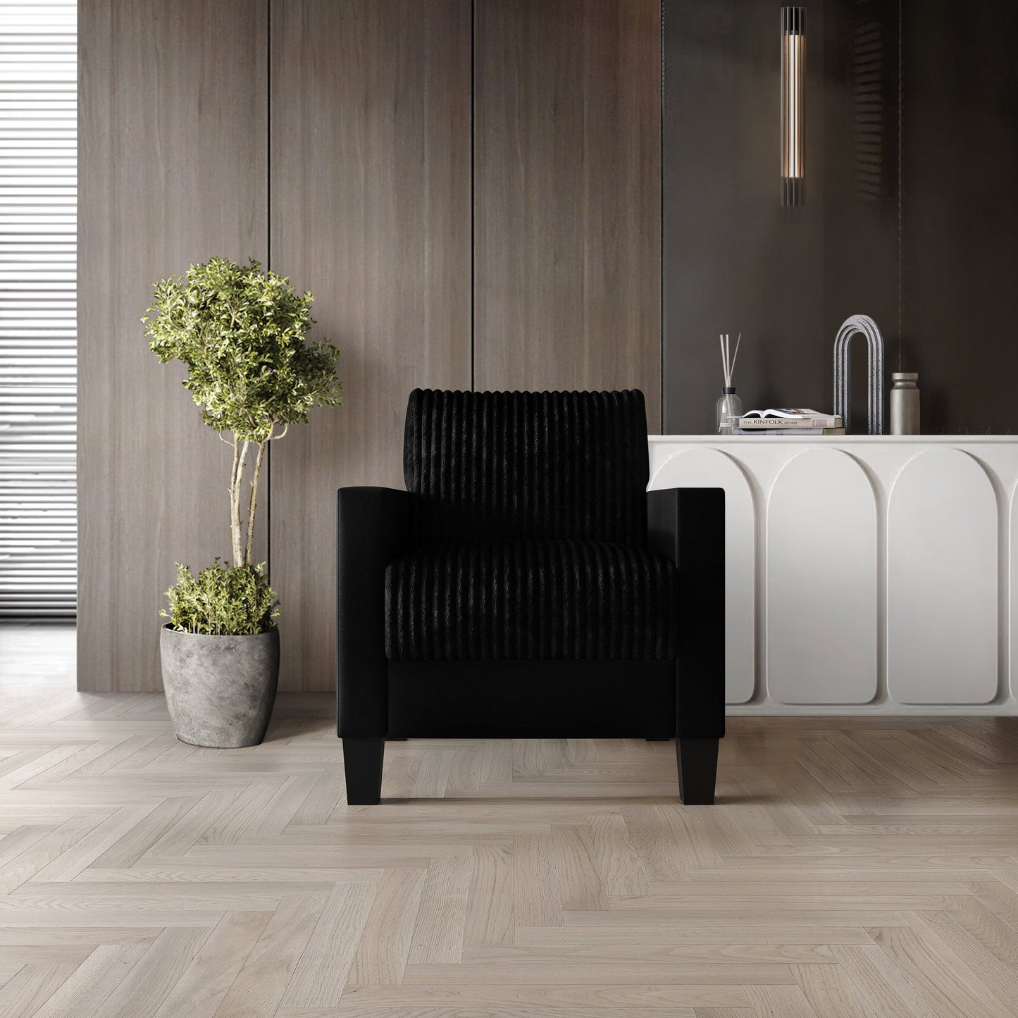 Castle Place Contemporary Corduroy Velvet Chair, Light Blue