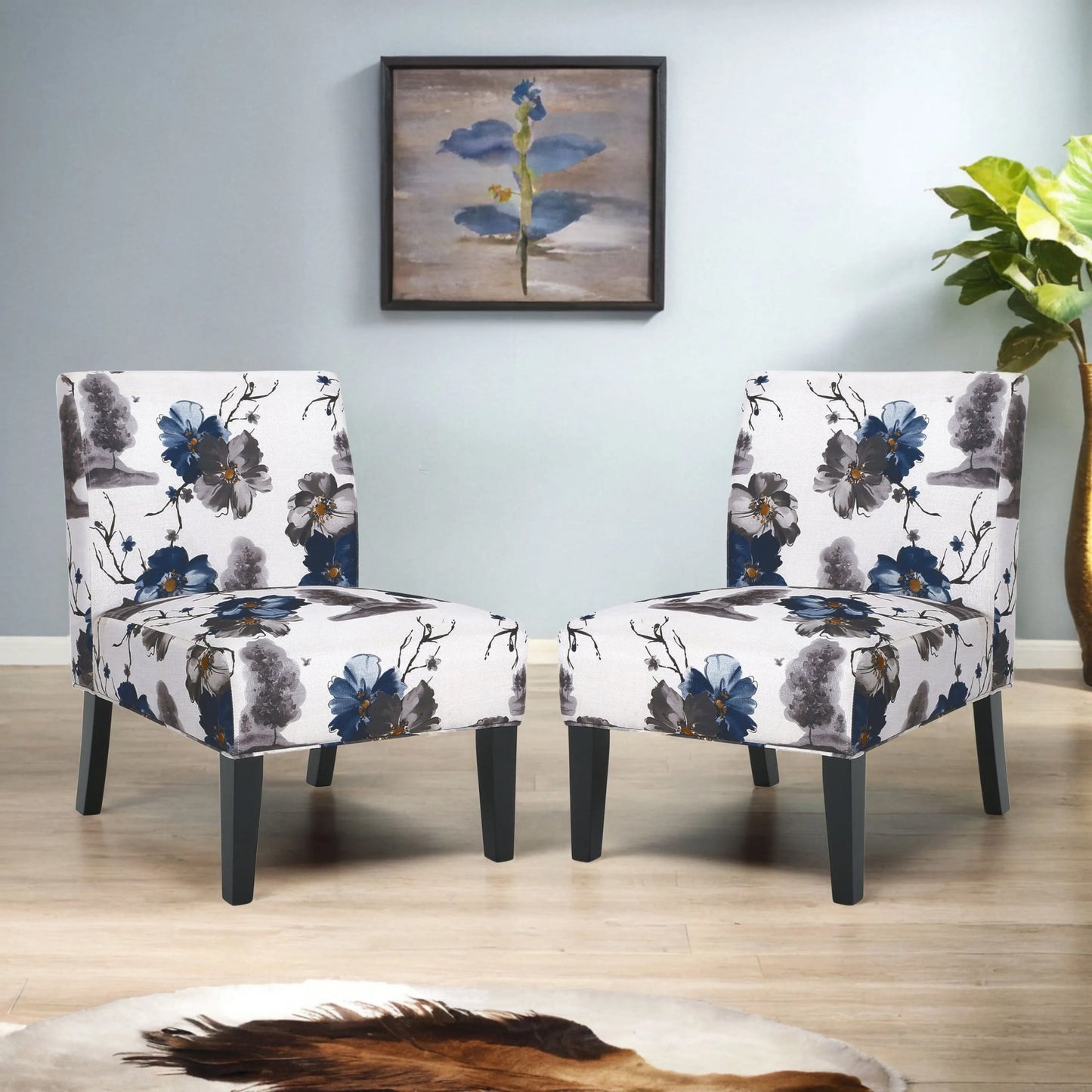 Christopher Knight Home Contemporary Upholstered Accent Chair with Floral Print Fabric, Set of 2
