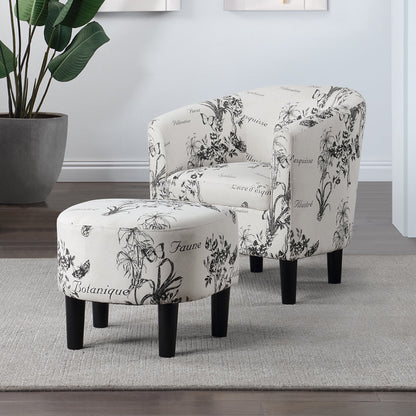 Convenience Concepts Take a Seat Churchill Accent Chair with Ottoman, Brown Cow Print