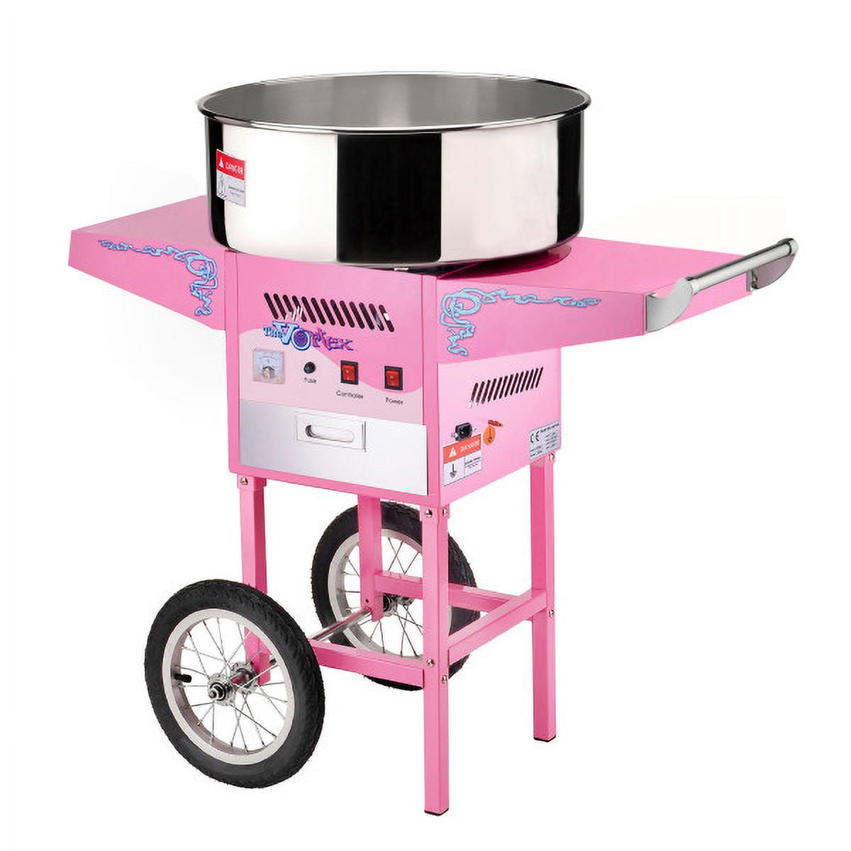 Cotton Candy Machine with Cart Stainless-Steel Pan, Pink