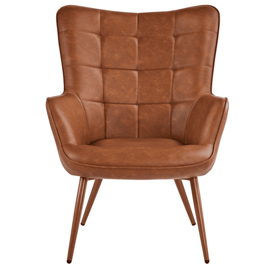 Renwick Contemporary Faux Leather Wingback Accent Chair for Livingroom, Brown