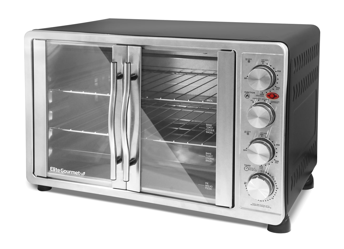 Elite Platinum Double Door Countertop Microwave Oven in Stainless Steel