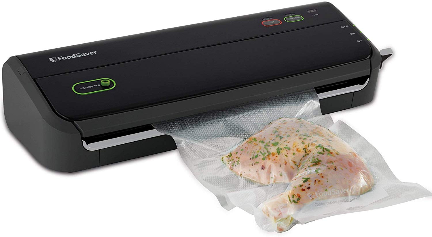 FoodSaver Vacuum Sealer Machine with Starter Bags & Rolls | Safety Certified | Black
