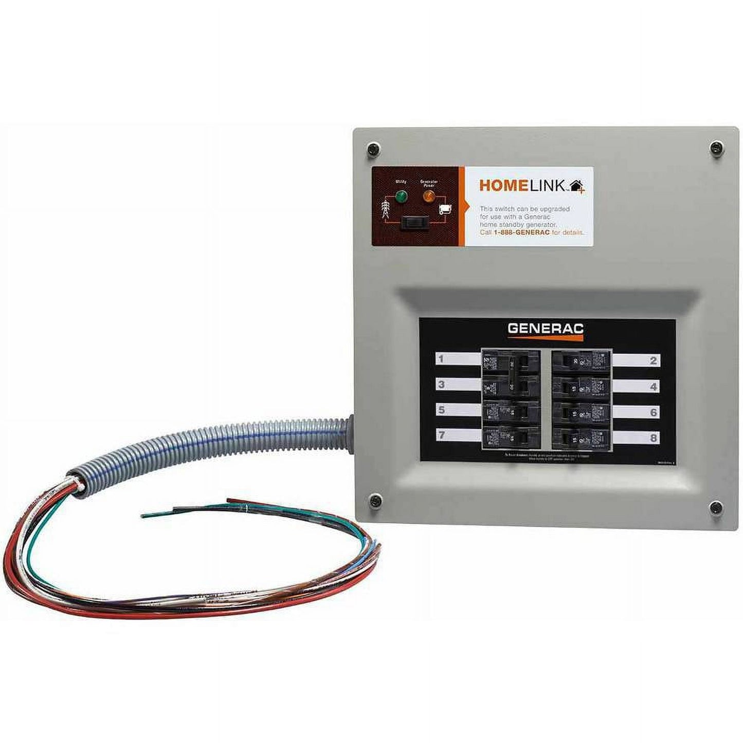 Generac 6852- HomeLink Upgradeable Manual Transfer Switch, 8 Circuits