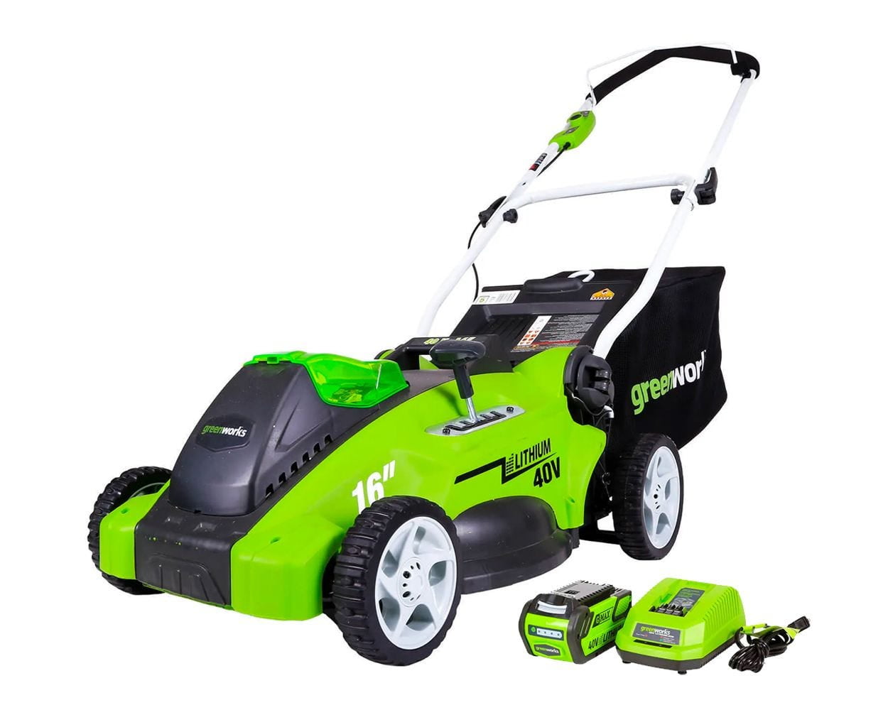 Greenworks 40V 16" Battery Powered Push Lawn Mower with 4.0 Ah Battery & Charger 25322