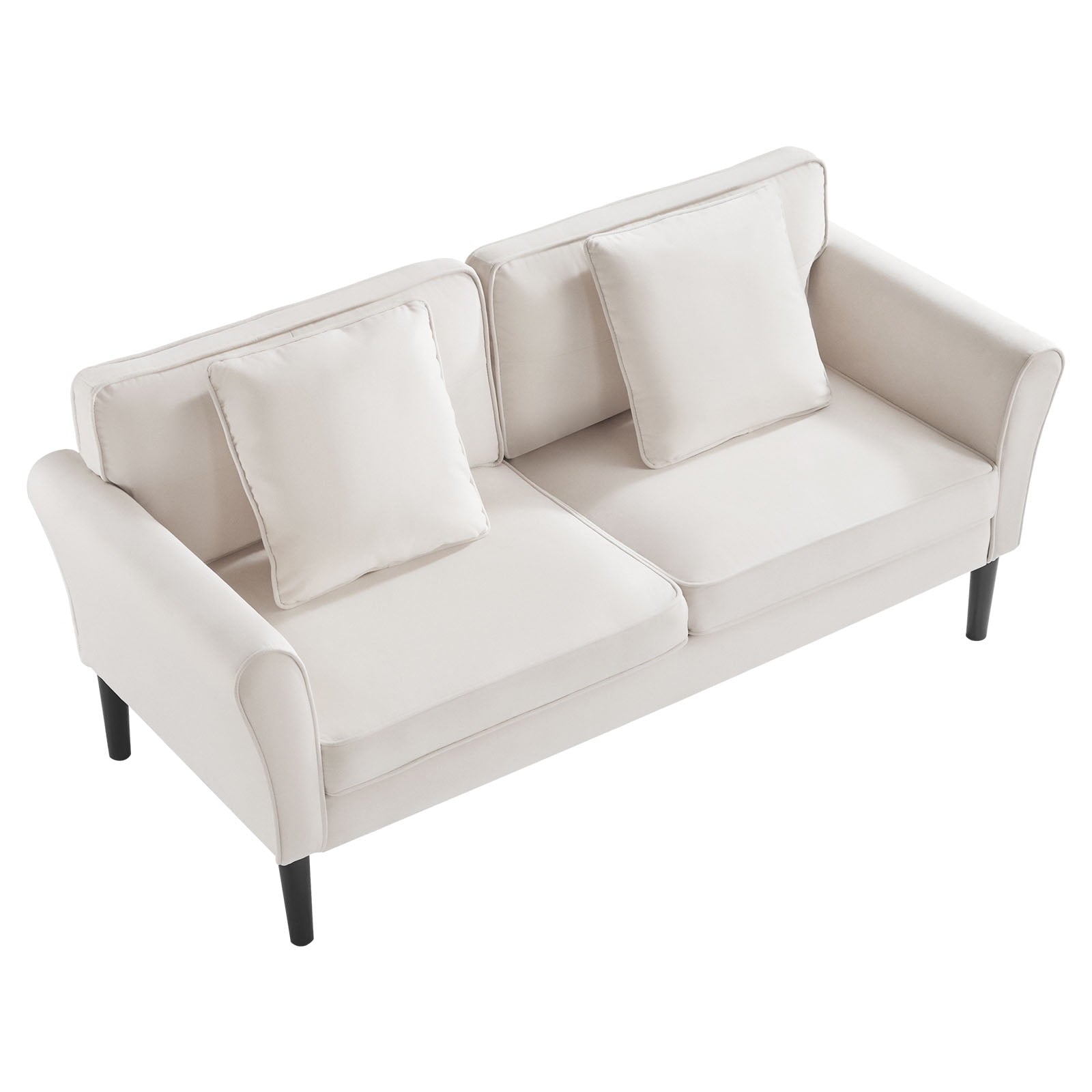KFFKFF 69-Inch Velvet Loveseat Sofa, Compact 2-Seater Couch with Sinuous Spring, Soft Cushions, and Durable Frame, Ideal for Living Room, Bedroom, Office, or Apartment, White