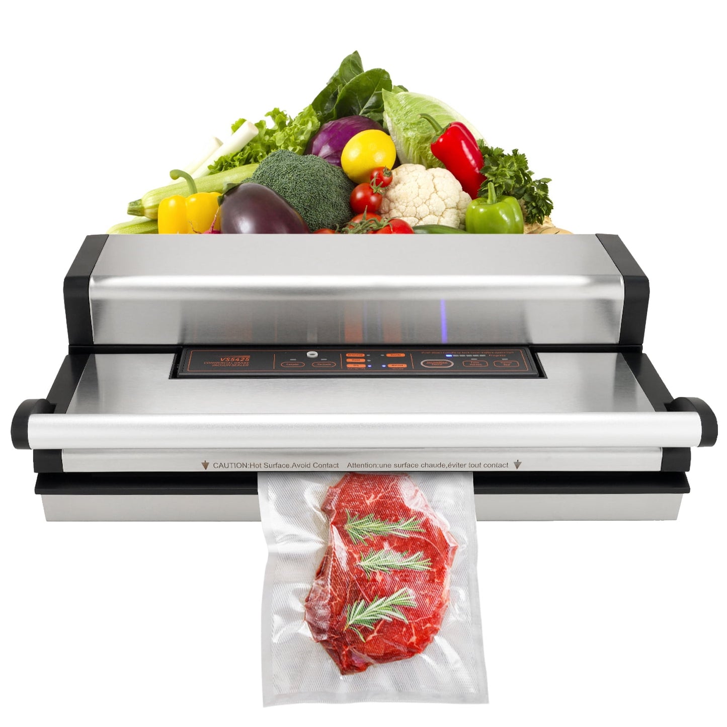 KFFKFF Food Preservation Device, 95Kpa 350W Robust Dual Pump & Dual Sealing, Suitable for Dry and Wet Food, Automated and Manual Air Sealing Mechanism with Integrated Cutter, Includes Sealing Bag