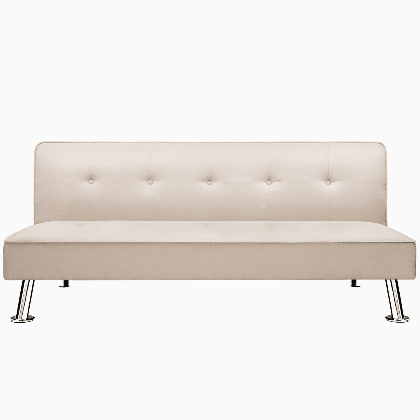 Lacoo Linen Futon Sofa Bed Modern Convertible Fabric Folding Recliner Lounge Couch for Living Room, Beige