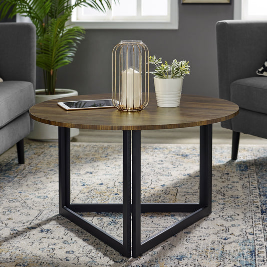 Manor Park Modern Round Coffee Table, Dark Walnut