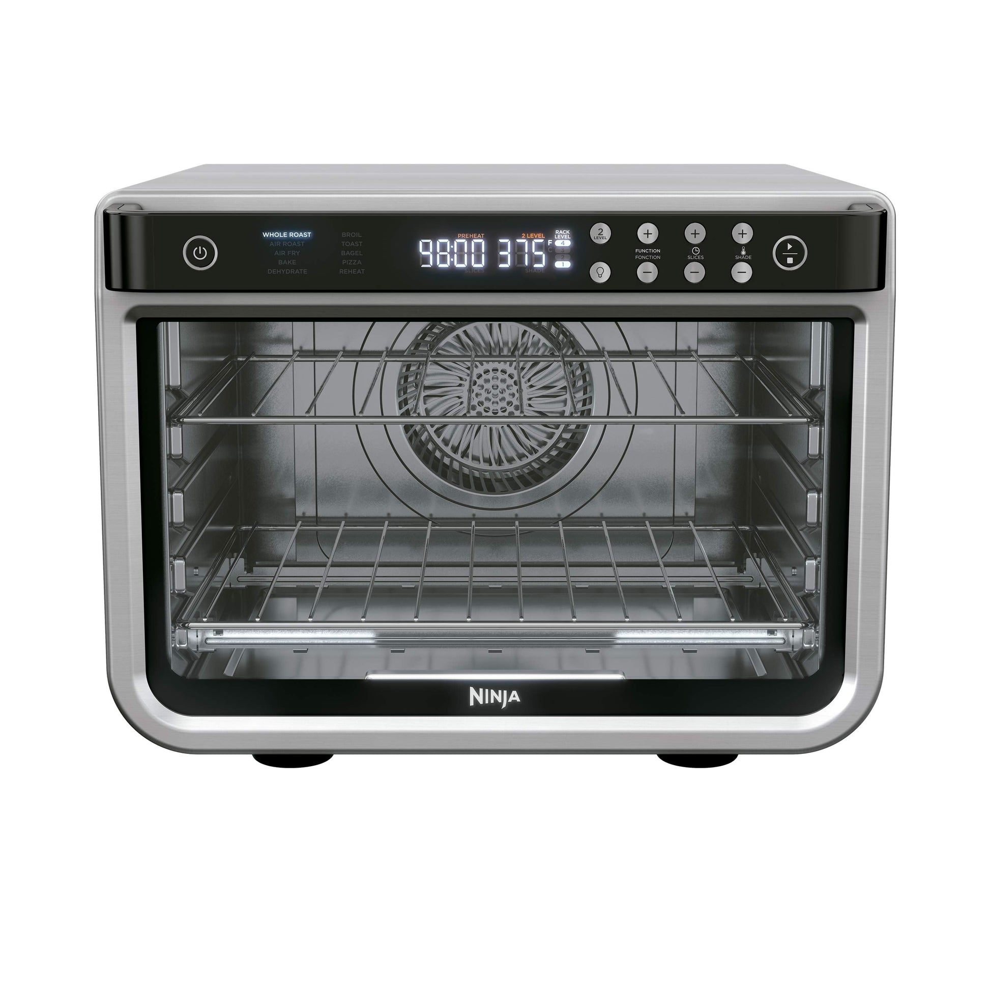 Ninja Foodi 8-in-1 XL Pro Air Oven, 2 Level Cooking, Air Fryer, Bake, Roast, Toast, with True Surround Convection Technology, Stainless, DT200