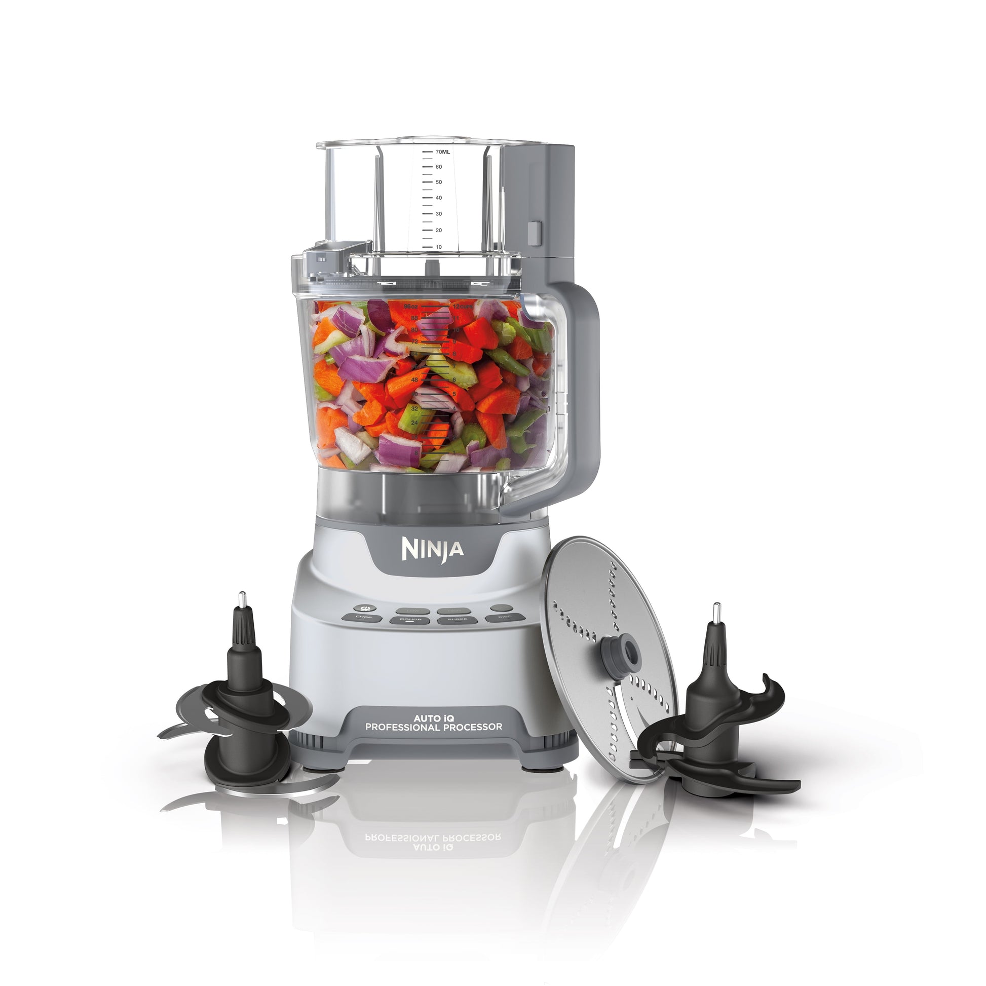 Ninja 4-in-1 12 Cup Food Processor, 1000 Watts, XL Capacity, 4 Auto-iQ Programs, Chop, Puree, Dough, Disc, NF700 Silver