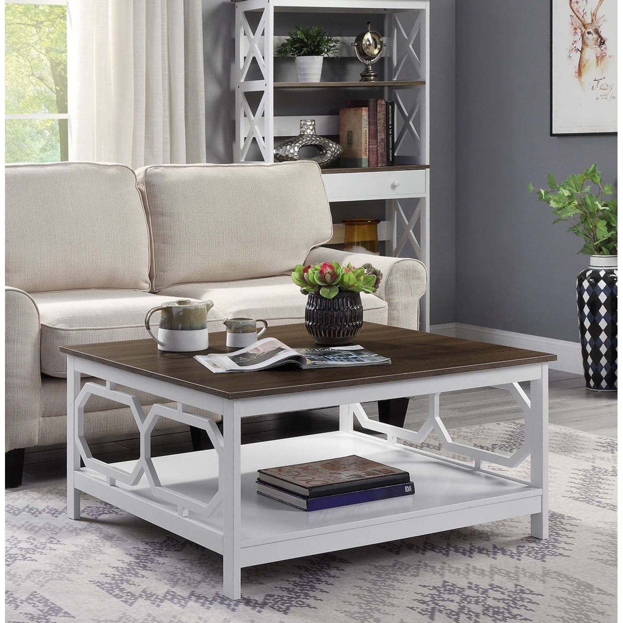 Omega Square 36 inch Coffee Table , White