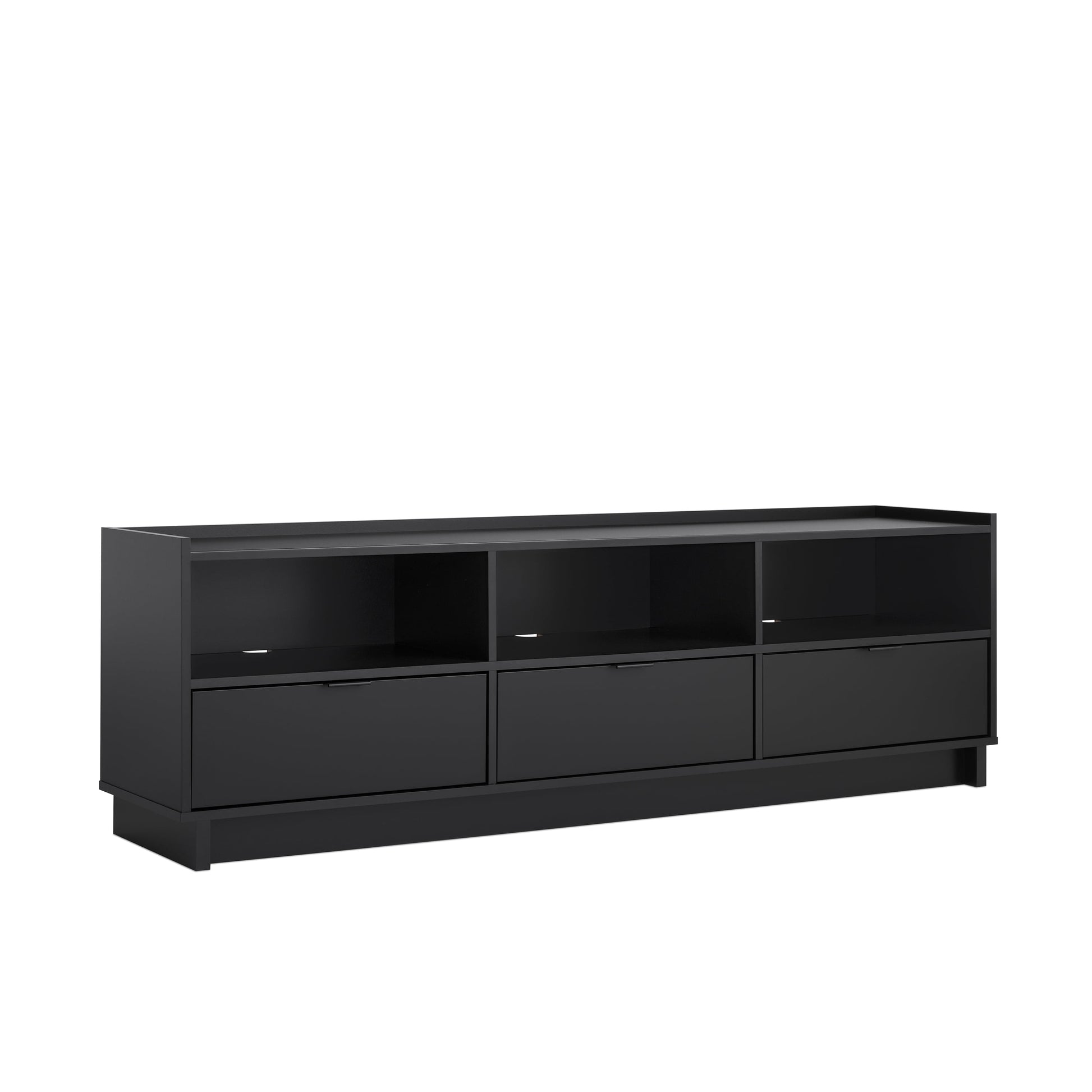 Prepac Simply Modern TV Stand, Black Storage Cabinet with Shelves, Living Room Storage Cabinet 70.25" W x 22" H x 16" D, BCTR-1821-1