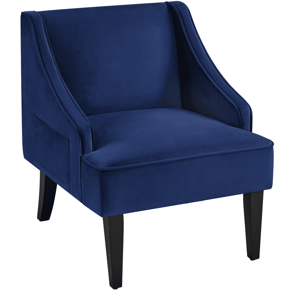 Renwick Mid-Century Upholstered Velvet Wingback Accent Chair, Blue