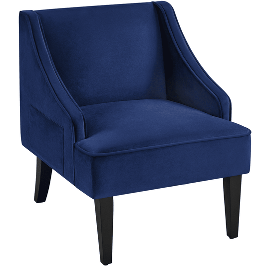 Renwick Mid-Century Upholstered Velvet Wingback Accent Chair, Blue
