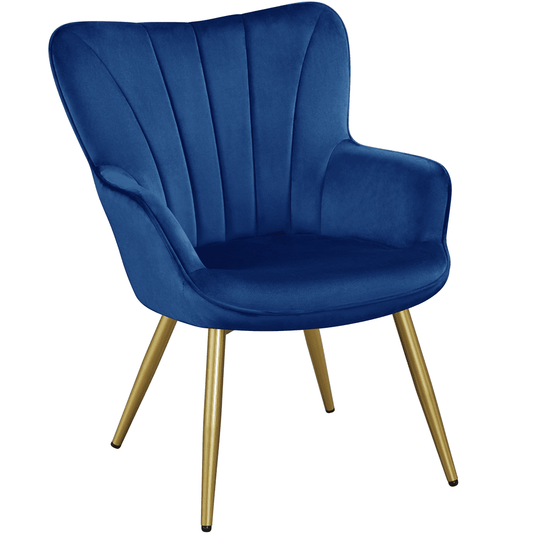Renwick Modern Upholstered Velvet Accent Chair with Wing Side, Blue