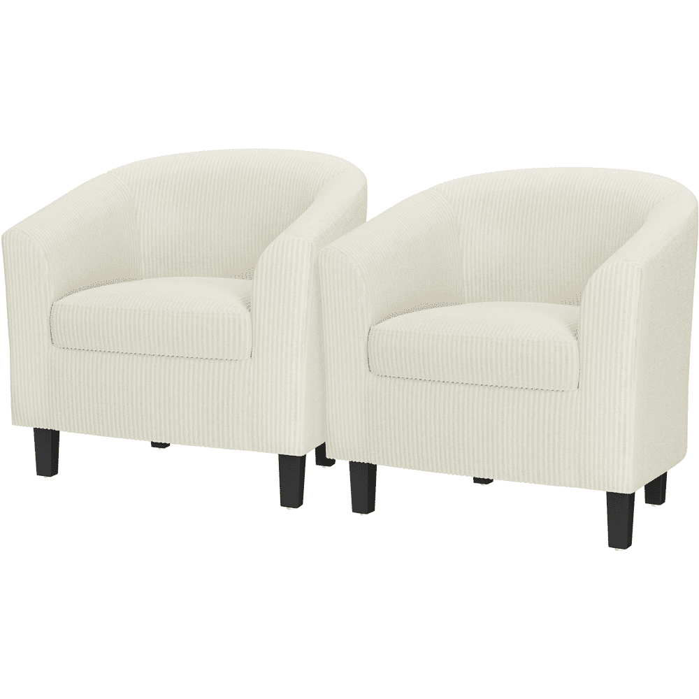 Renwick Faux Leather Barrel Accent Chair for Living Room, Set of 2, Black