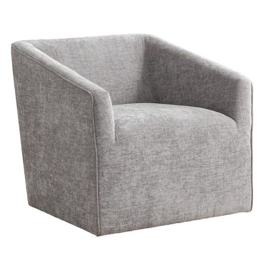Roundhill Furniture Nice Modern Upholstered Barrel Armchair, 360 Degree Swivel, Gray