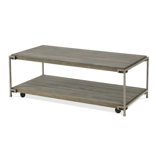 Roundhill Furniture Wood/Metal Corbeta Coffee Table with Casters in Gray