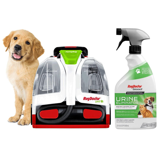Rug Doctor Pet Portable Spot Cleaner, 2X Suction Power*, Lightweight Pet Carpet Cleaner Machine, with 22 oz Urine Eliminator Pre-Treat Bundle