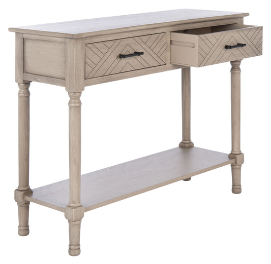 SAFAVIEH Peyton French 2-Drawer Off-White/Brown Wood Console Table (35.5 in. W x 13 in. D x 29.5 in. H)