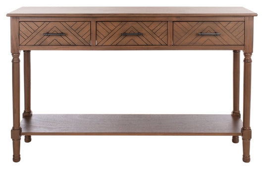 SAFAVIEH Peyton French Brown Wood Console Table with Drawer (47.3 in. W x 13 in. D x 29.5 in. H)