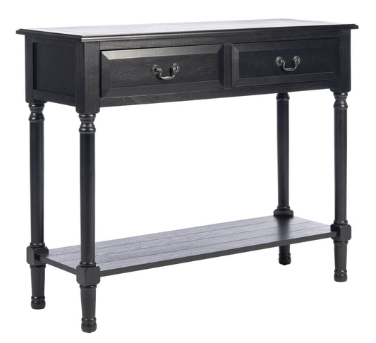 SAFAVIEH Primrose French 2-Drawer Black Wood Rectangle Console Table (35.5 in. W x 13 in. D x 29.5 in. H)