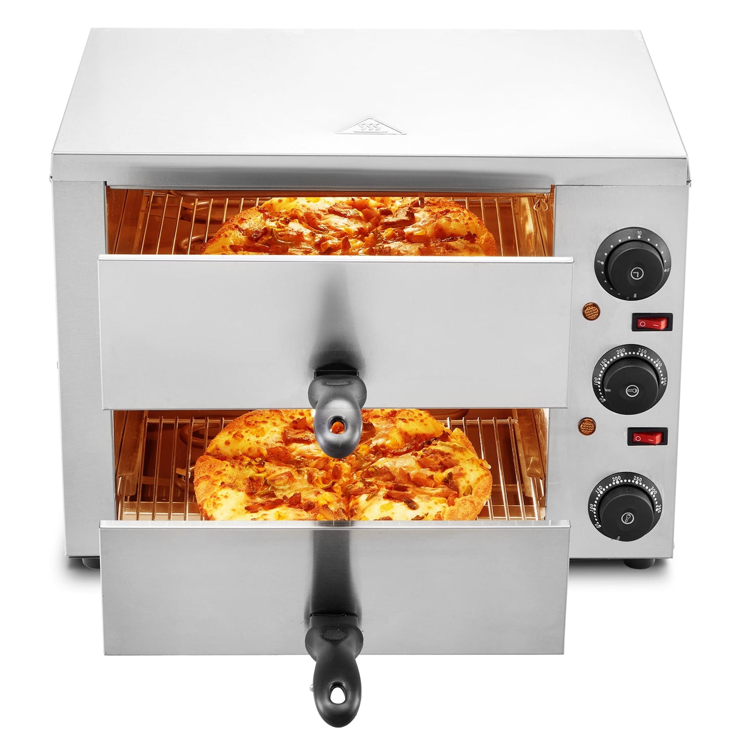 KFFKFF Countertop Electric Pizza Oven, 12-inch, 1700W, Features Temperature Adjustment & 0-120 Minute Timer, Equipped with Uniform Baking Technology & Simple-to-Clean Crumb Tray