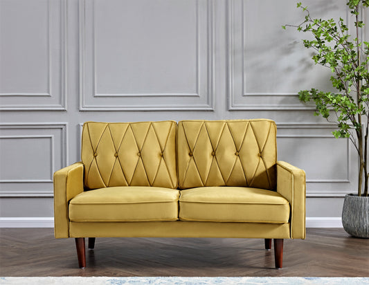 Us pride furniture Feemster 57.5'' Velvet Square Arm loveseat,Yellow