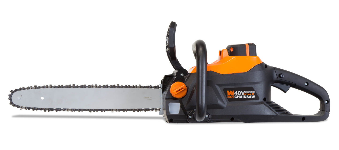 WEN 40V Max Lithium Ion 16-Inch Brushless Cordless Chainsaw with 4Ah Battery and Charger