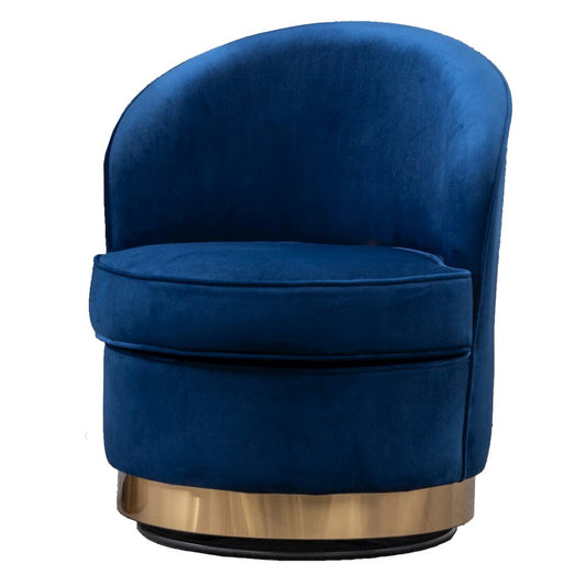 Wania Contemporary Velvet Swivel Chair in Blue