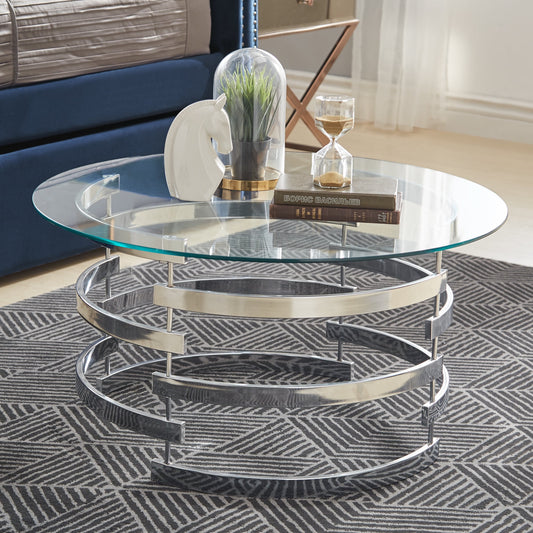 Weston Home Cleave Cocktail Table, Chrome