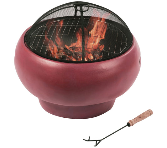 Teamson Home Outdoor 22" Round Concrete Wood Bu rning Fire Pit