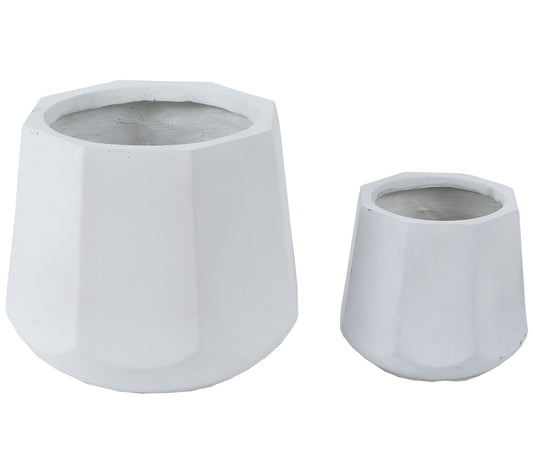 LuxenHome 2-Piece White Round MgO Planters