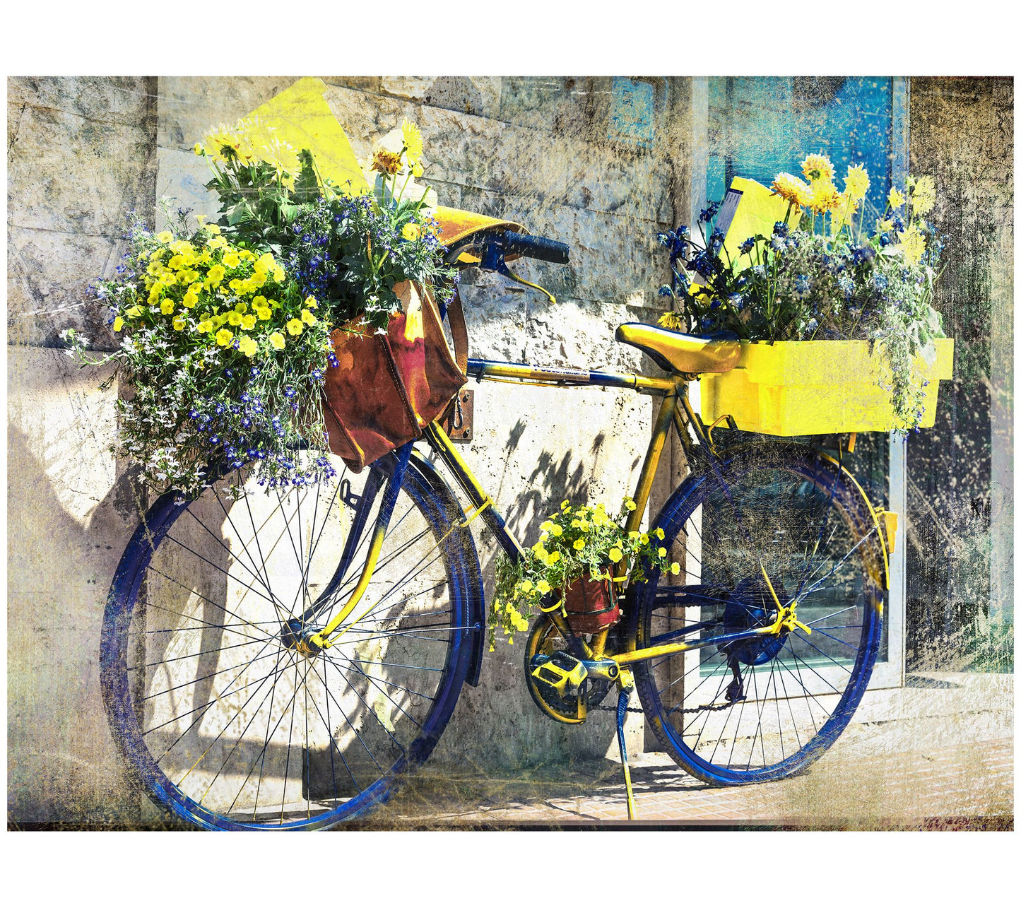 West of the Wind Outdoor Canvas Art Blue/YellowBike 40" x 30"