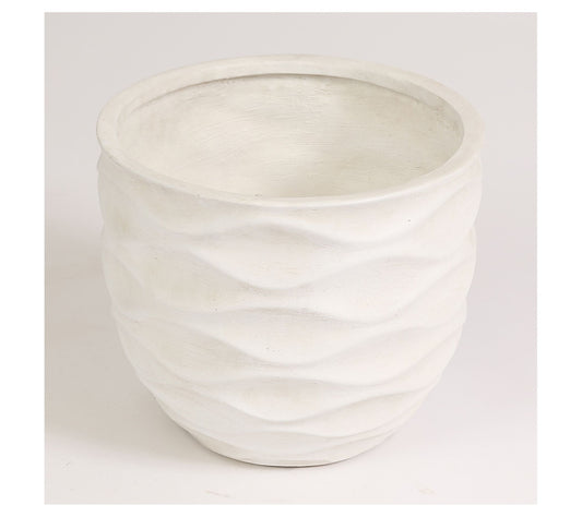 LuxenHome White Wavy 17.3" Round Planter