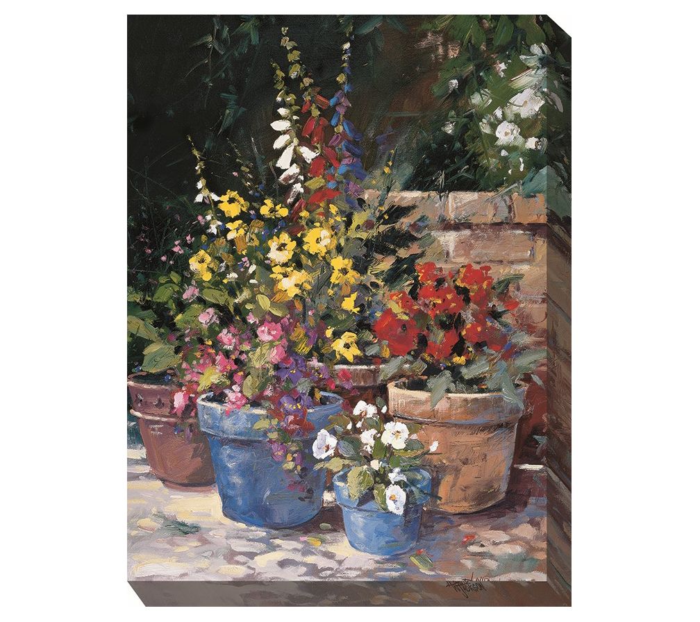 West of the Wind Blue Pots Outdoor Canvas Art 3x40