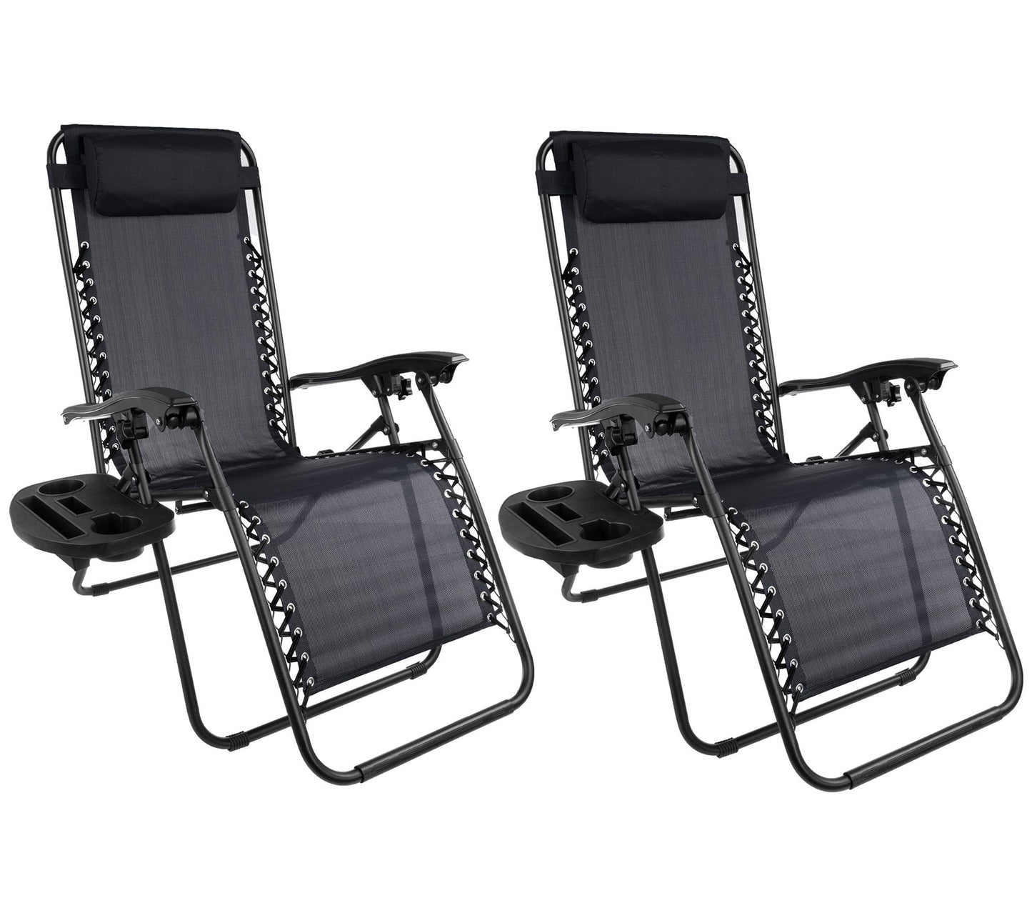 Pure Garden Set of 2 Outdoor Zero Gravity with Side Tables