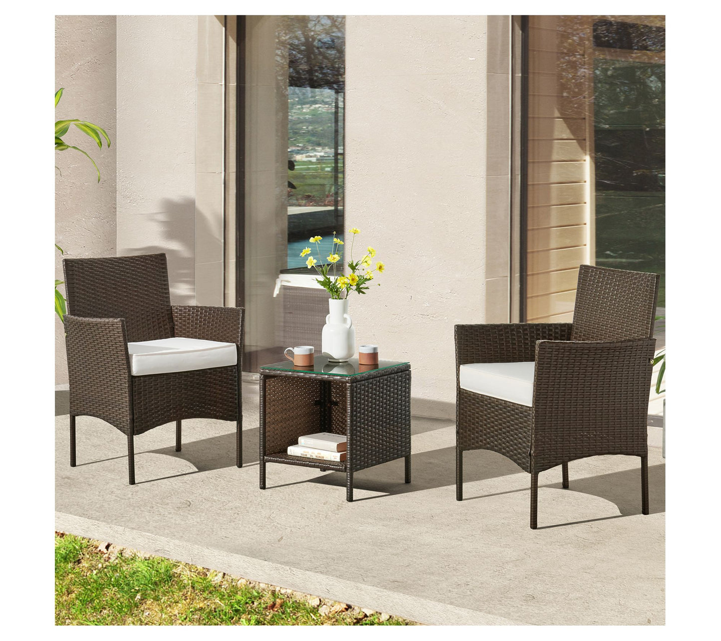 Lavish Home Patio Furniture Set 3-Piece OutdoorRattan Seating