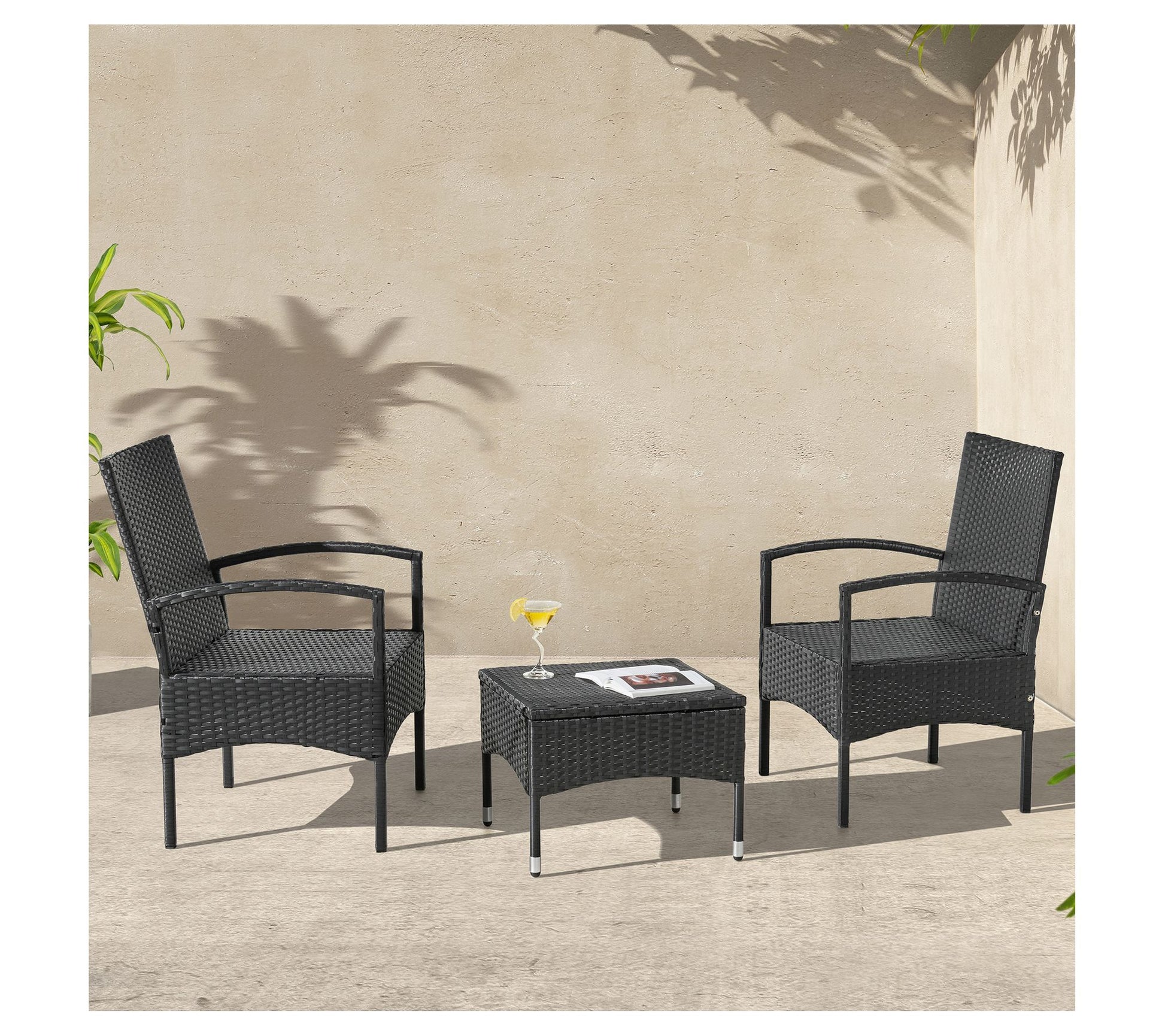 Lavish Home Patio Furniture 3-Piece Rattan Seating Combo