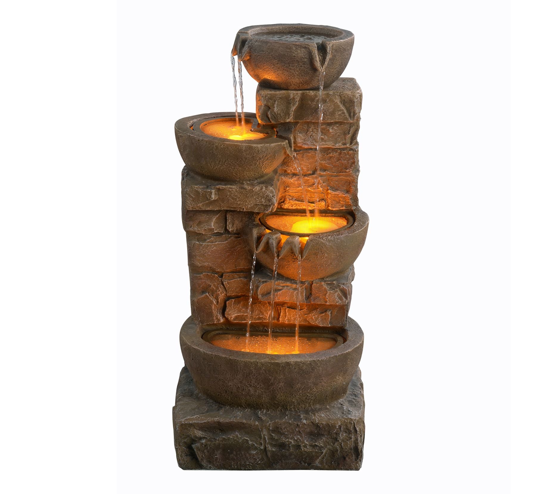 Teamson 33" Cascading Bowls LED Outdoor Fountain