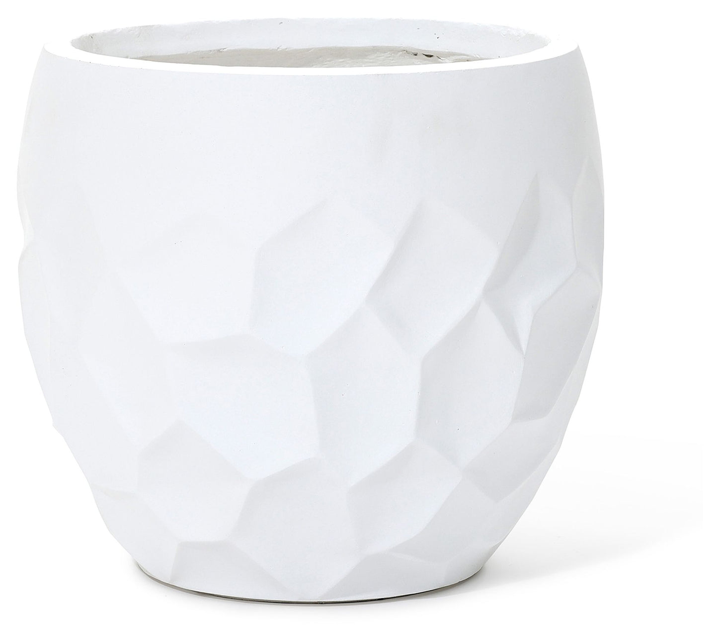 LuxenHome 14.6" Round White Geometric MgO Planter