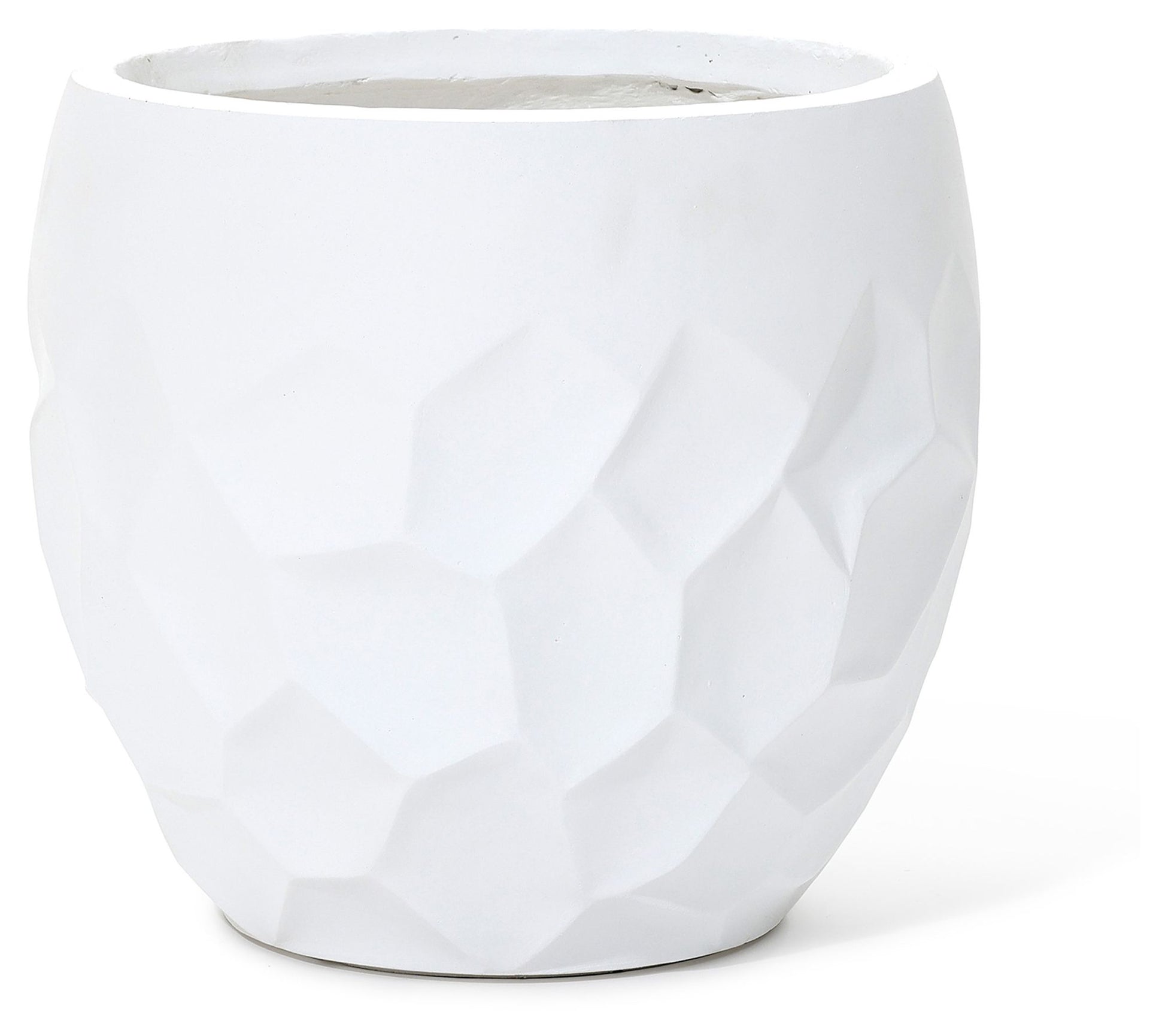 LuxenHome 14.6" Round White Geometric MgO Planter