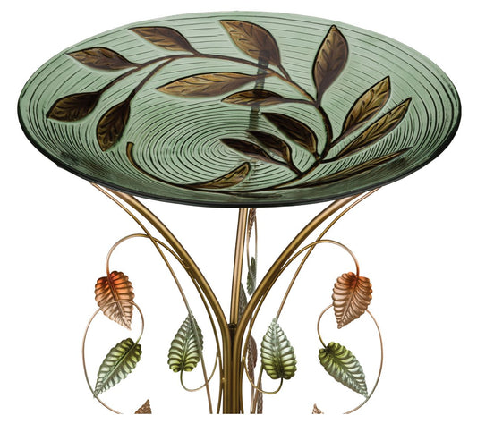 Regal Art & Gift 18" Birdbath with Decorative Stand - Leaves
