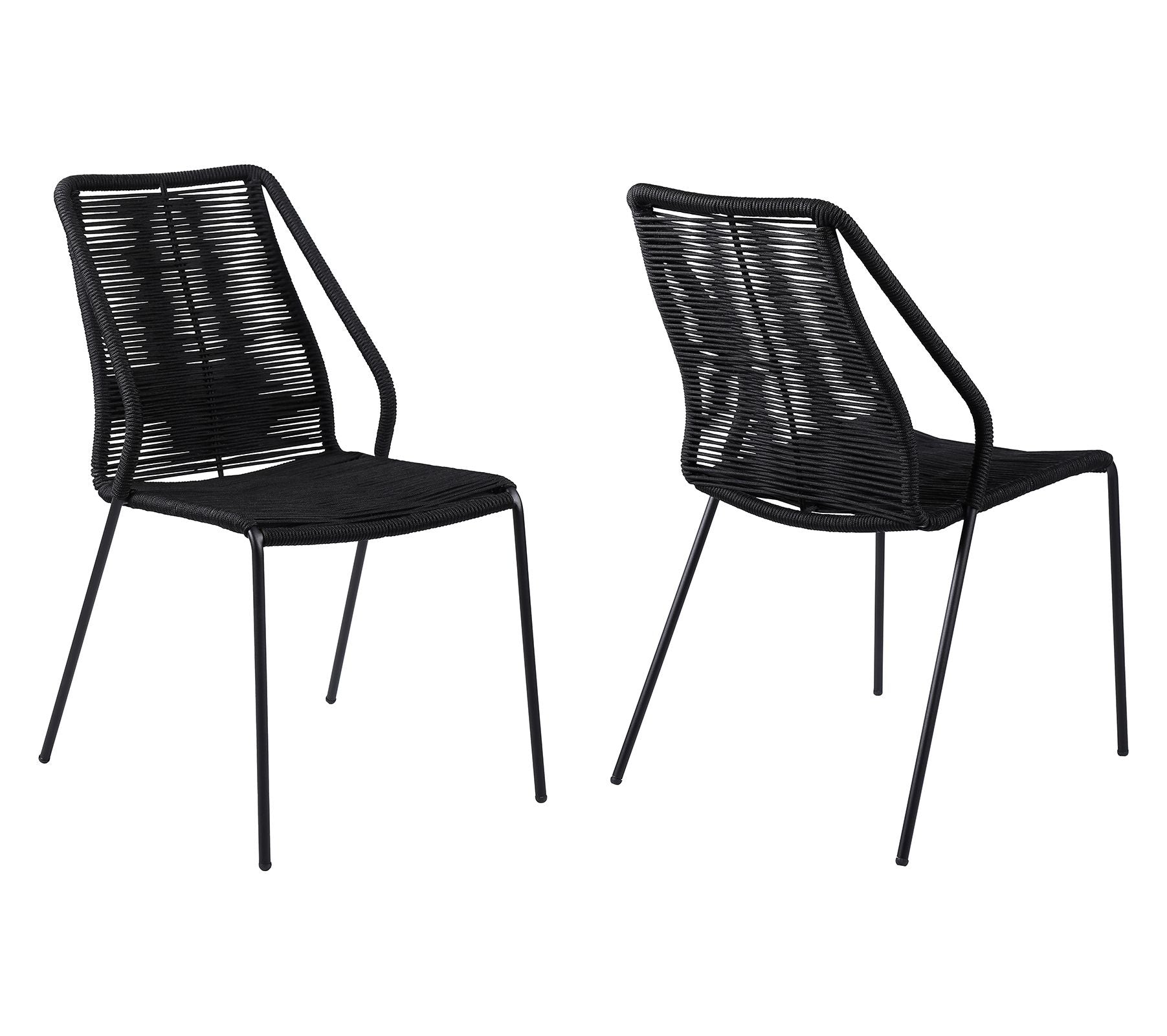 Armen Living Clip Outdoor Dining Chair with Rope - Set of 2