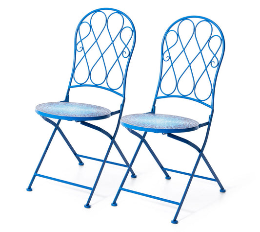 Glitzhome 37"H Indoor Outdoor Metal Folding  Bistro Chairs S/2